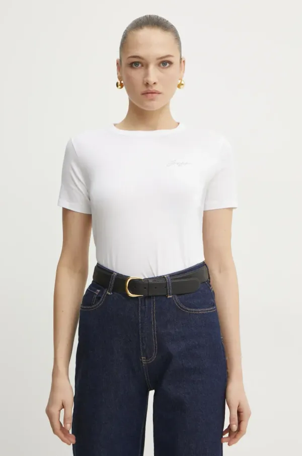 BOSS Orange Bombažna kratka majica BOSS Orange ženska, bela barva, 50535322