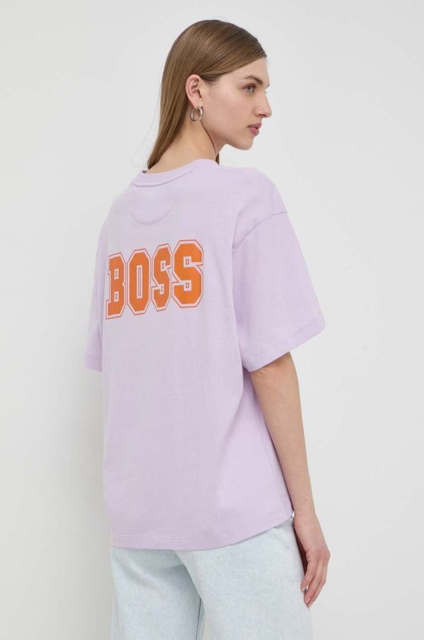 Boss Orange Bombažna kratka majica Boss Orange ženski, vijolična barva