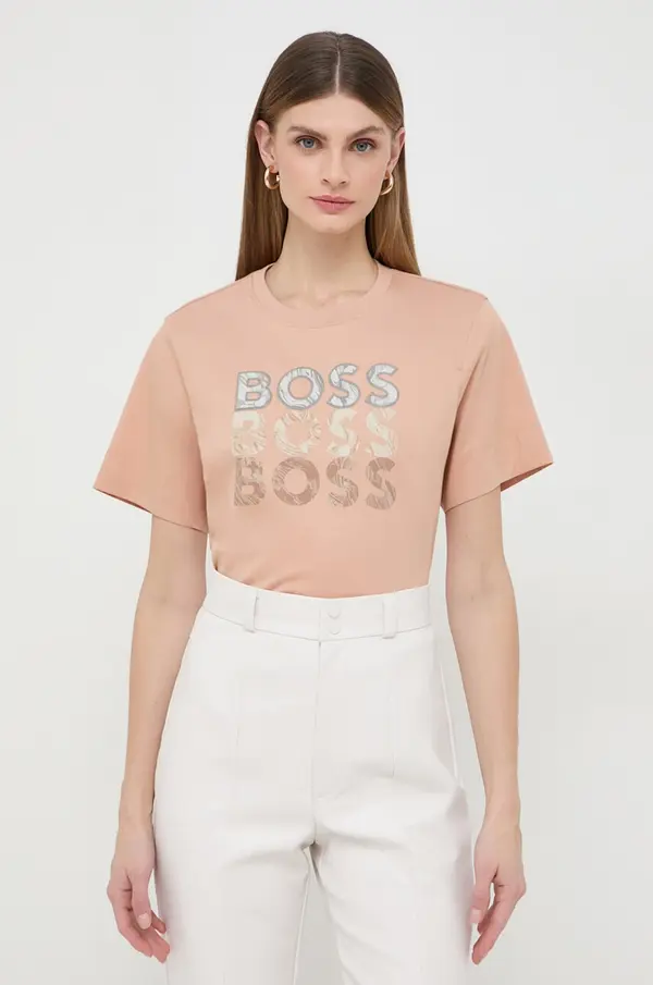 BOSS Bombažna kratka majica BOSS