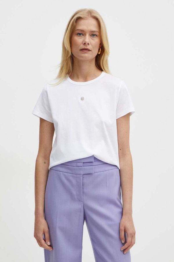 BOSS Bombažna kratka majica BOSS ženska, bela barva, 50521900