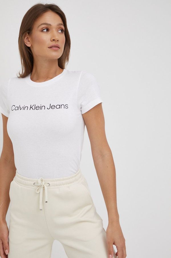 Calvin Klein Jeans Bombažna kratka majica Calvin Klein Jeans (2-pack) bela barva