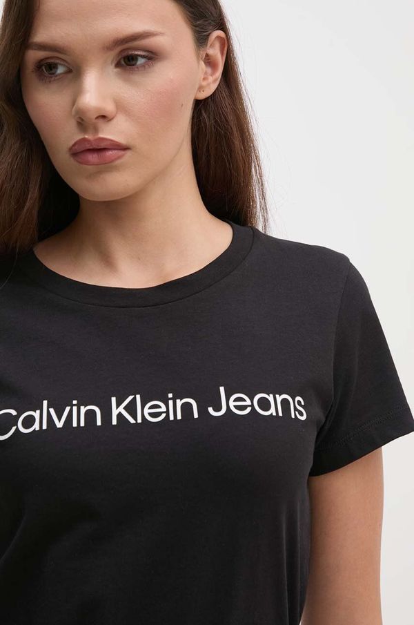 Calvin Klein Jeans Bombažna kratka majica Calvin Klein Jeans 2-pack ženska, črna barva, J20J220161