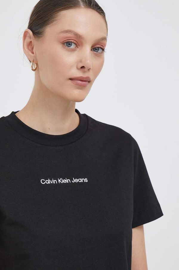 Calvin Klein Jeans Bombažna kratka majica Calvin Klein Jeans črna barva