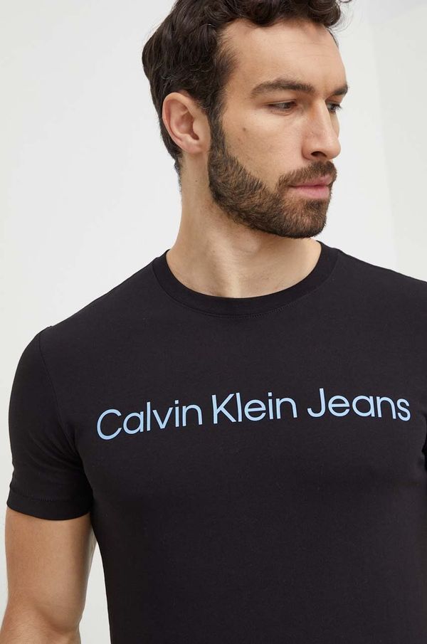 Calvin Klein Jeans Bombažna kratka majica Calvin Klein Jeans črna barva