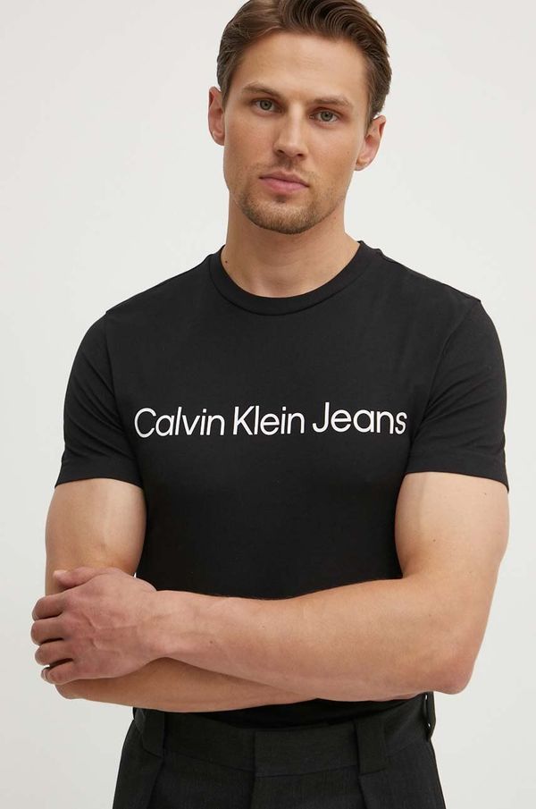 Calvin Klein Jeans Bombažna kratka majica Calvin Klein Jeans moška, črna barva, J30J322552