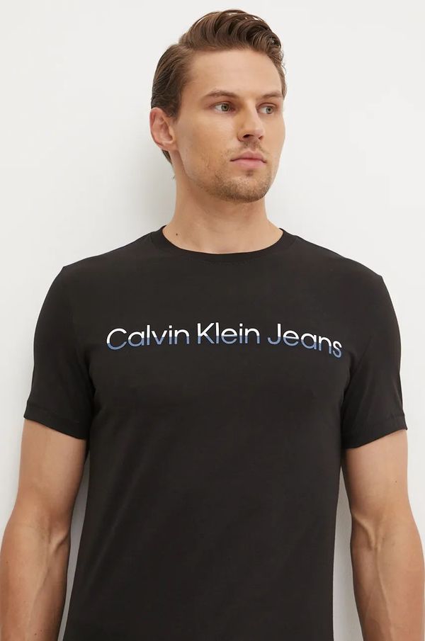 Calvin Klein Jeans Bombažna kratka majica Calvin Klein Jeans moška, črna barva, J30J325676