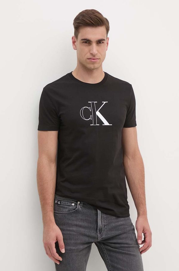 Calvin Klein Jeans Bombažna kratka majica Calvin Klein Jeans moška, črna barva, J30J325678