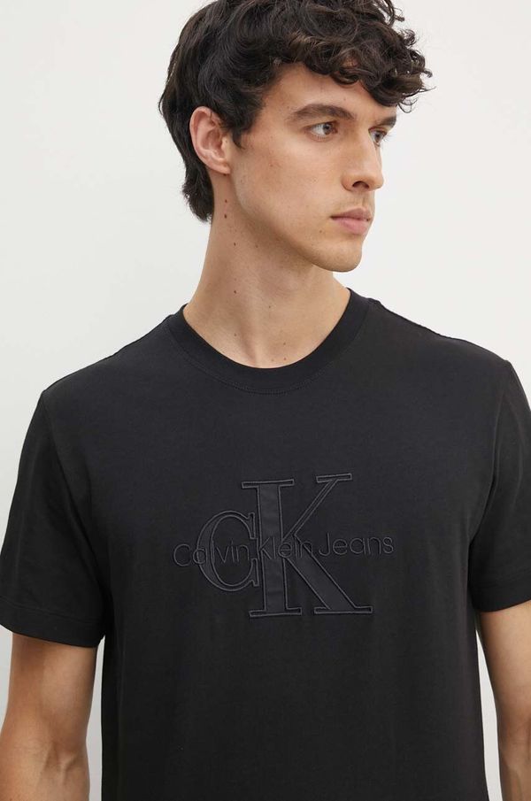 Calvin Klein Jeans Bombažna kratka majica Calvin Klein Jeans moška, črna barva, J30J325916