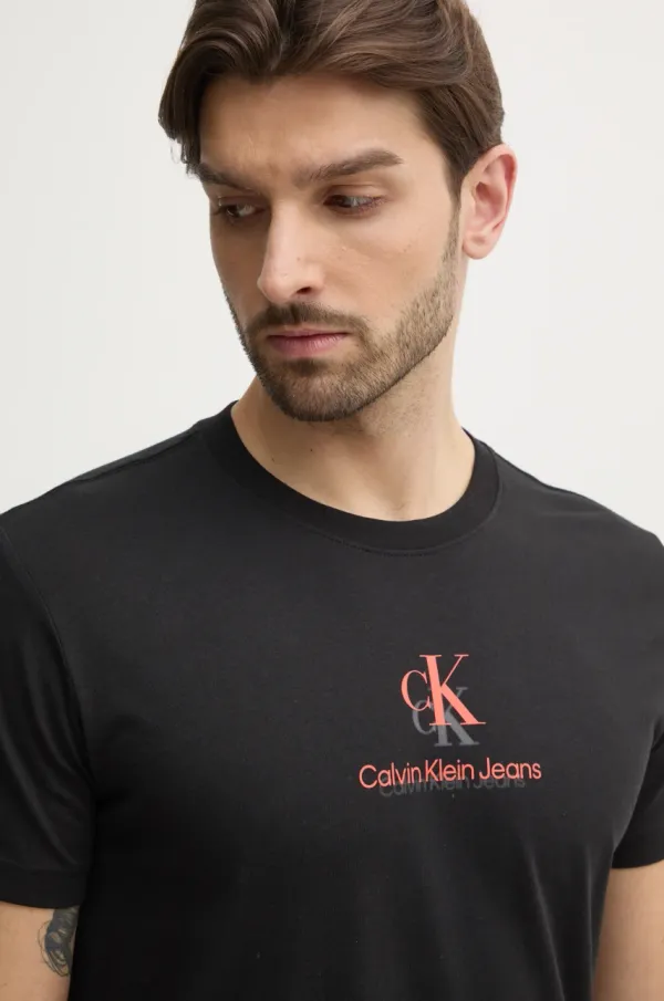 Calvin Klein Jeans Bombažna kratka majica Calvin Klein Jeans moška, črna barva, J30J327469