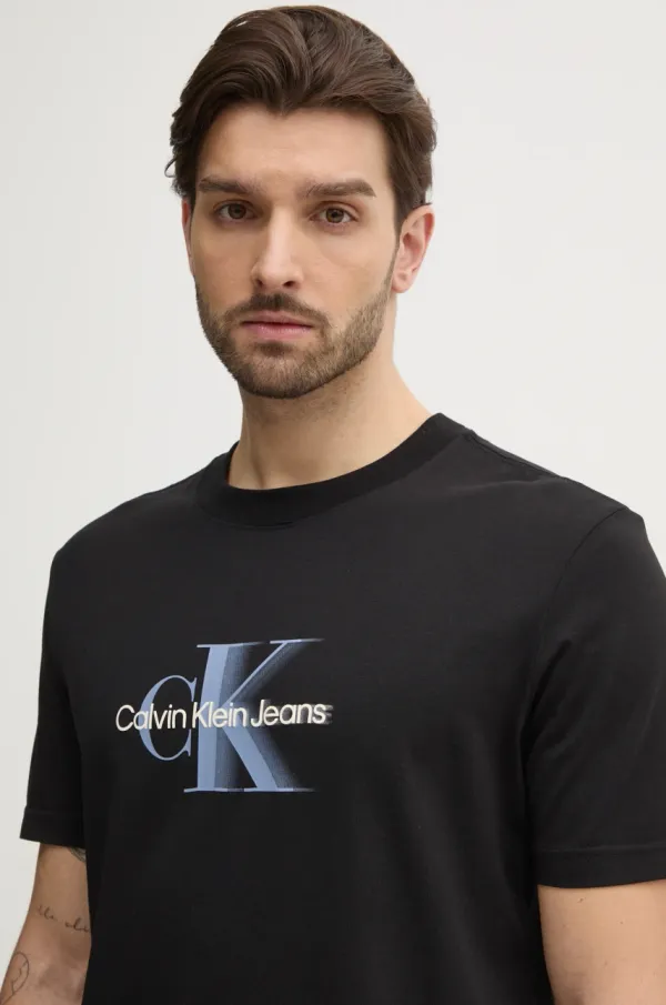 Calvin Klein Jeans Bombažna kratka majica Calvin Klein Jeans moška, črna barva, J30J327471