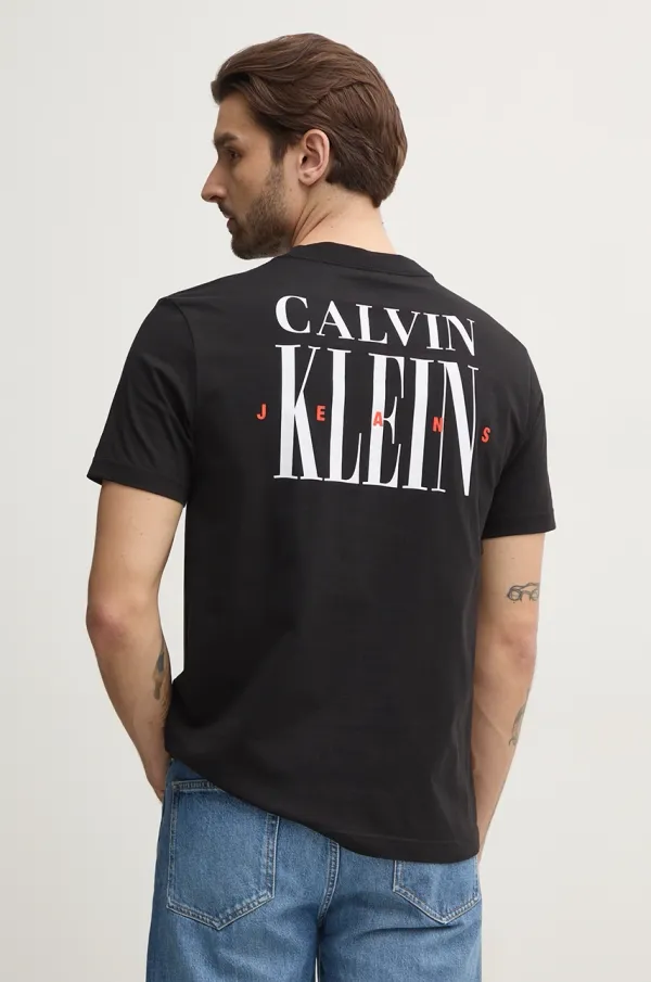 Calvin Klein Jeans Bombažna kratka majica Calvin Klein Jeans moška, črna barva, J30J327473