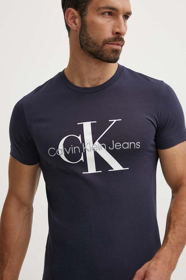 Calvin Klein Jeans Bombažna kratka majica Calvin Klein Jeans moška, mornarsko modra barva, J30J320935