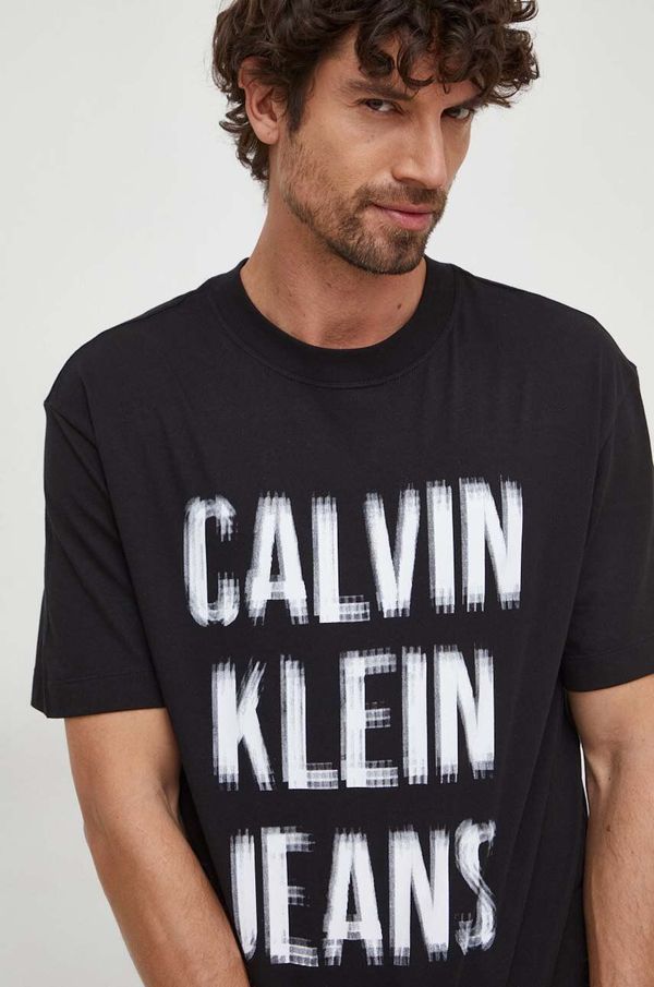 Calvin Klein Jeans Bombažna kratka majica Calvin Klein Jeans moški, črna barva