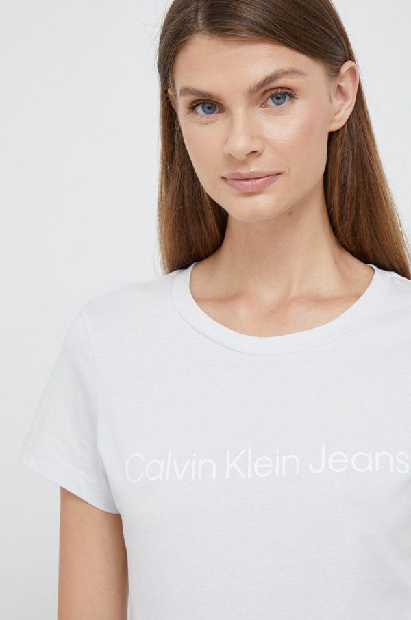 Calvin Klein Jeans Bombažna kratka majica Calvin Klein Jeans siva barva