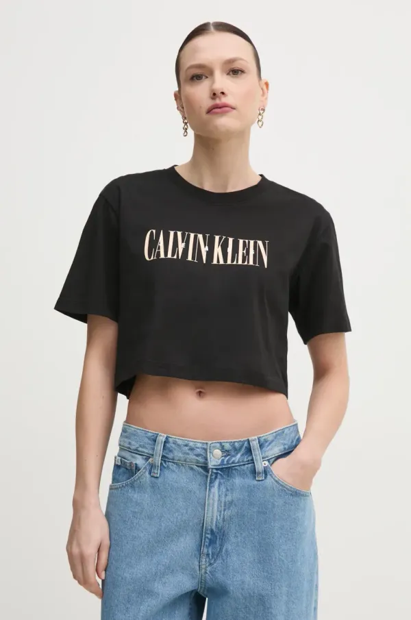Calvin Klein Jeans Bombažna kratka majica Calvin Klein Jeans ženska, črna barva, J20J225578