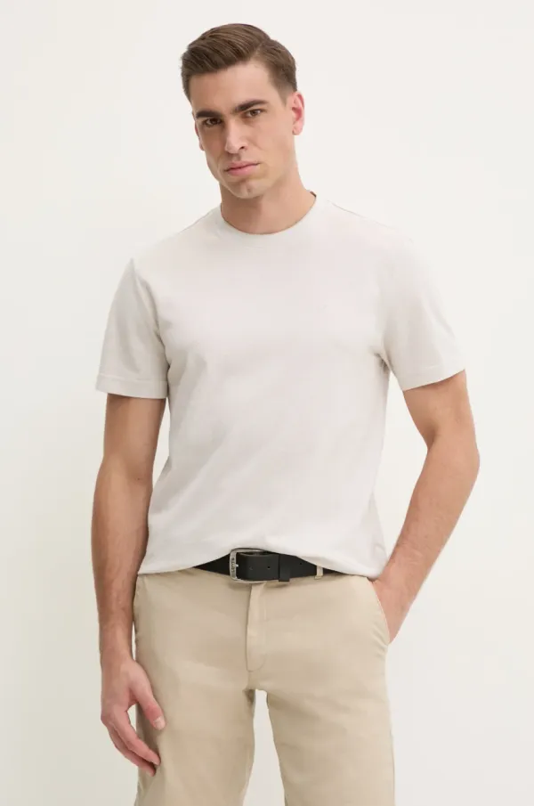 Calvin Klein Bombažna kratka majica Calvin Klein moška, bež barva, K10K114166