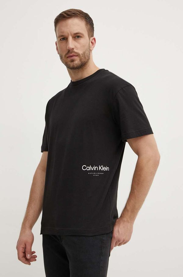 Calvin Klein Bombažna kratka majica Calvin Klein moška, črna barva, K10K113102