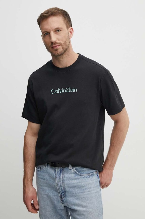 Calvin Klein Bombažna kratka majica Calvin Klein moška, črna barva, K10K113105