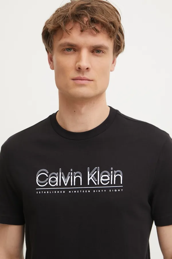 Calvin Klein Bombažna kratka majica Calvin Klein moška, črna barva, K10K114149