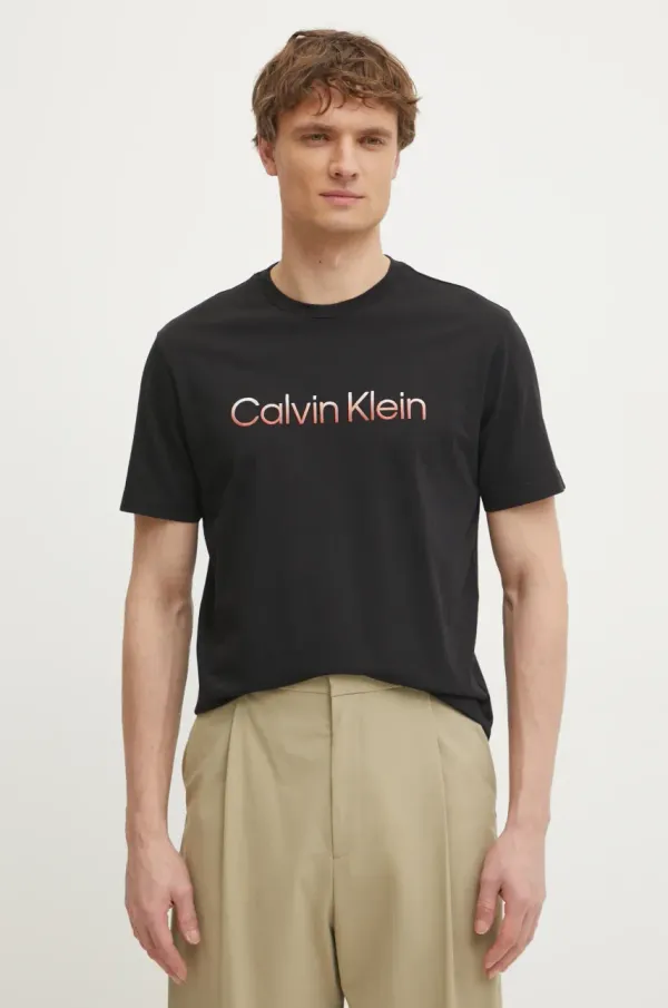 Calvin Klein Bombažna kratka majica Calvin Klein moška, črna barva, K10K114155