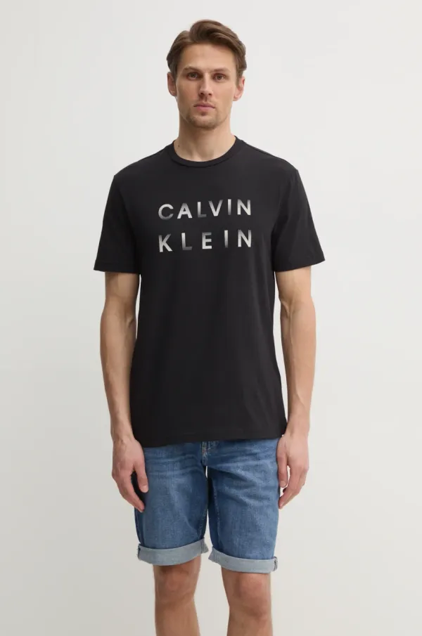 Calvin Klein Bombažna kratka majica Calvin Klein moška, črna barva, K10K114156