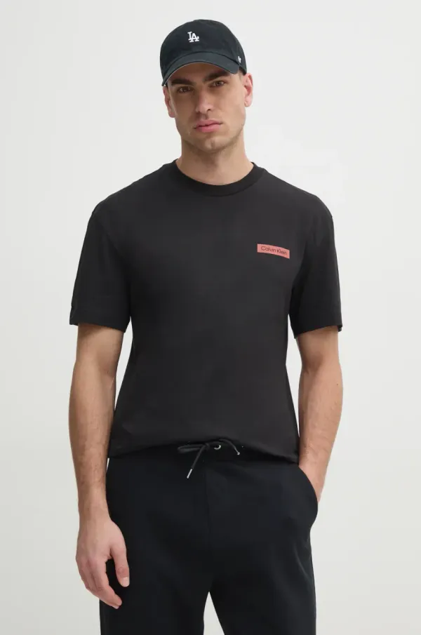 Calvin Klein Bombažna kratka majica Calvin Klein moška, črna barva, K10K114158