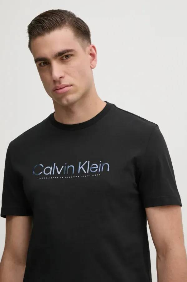 Calvin Klein Bombažna kratka majica Calvin Klein moška, črna barva, K10K114162