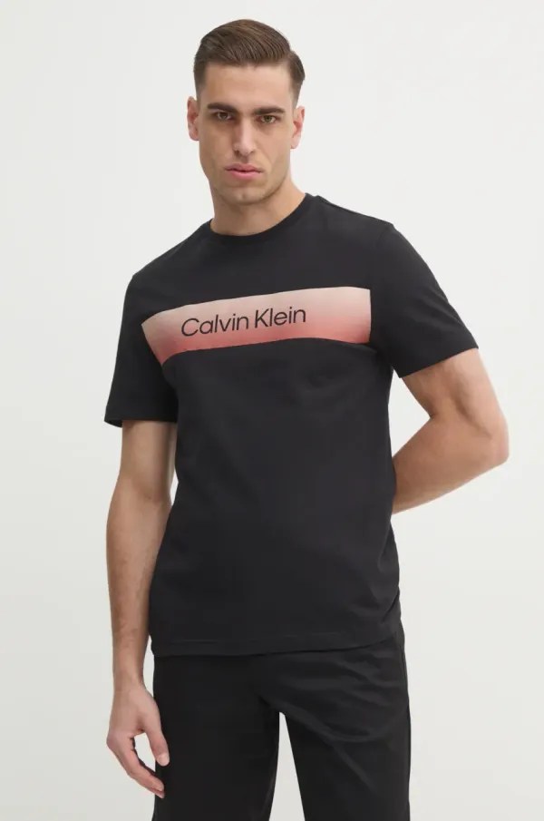 Calvin Klein Bombažna kratka majica Calvin Klein moška, črna barva, K10K114163