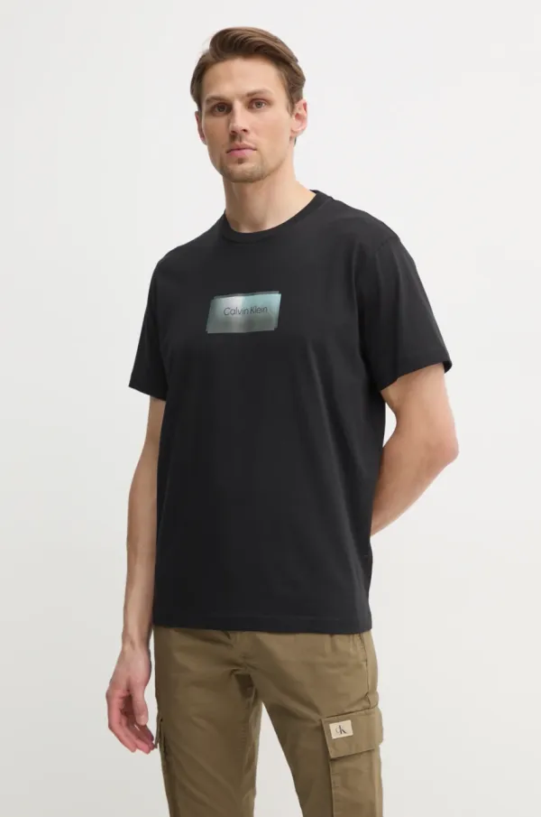 Calvin Klein Bombažna kratka majica Calvin Klein moška, črna barva, K10K114174