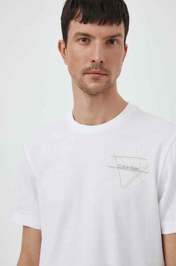 Calvin Klein Bombažna kratka majica Calvin Klein moški, bela barva