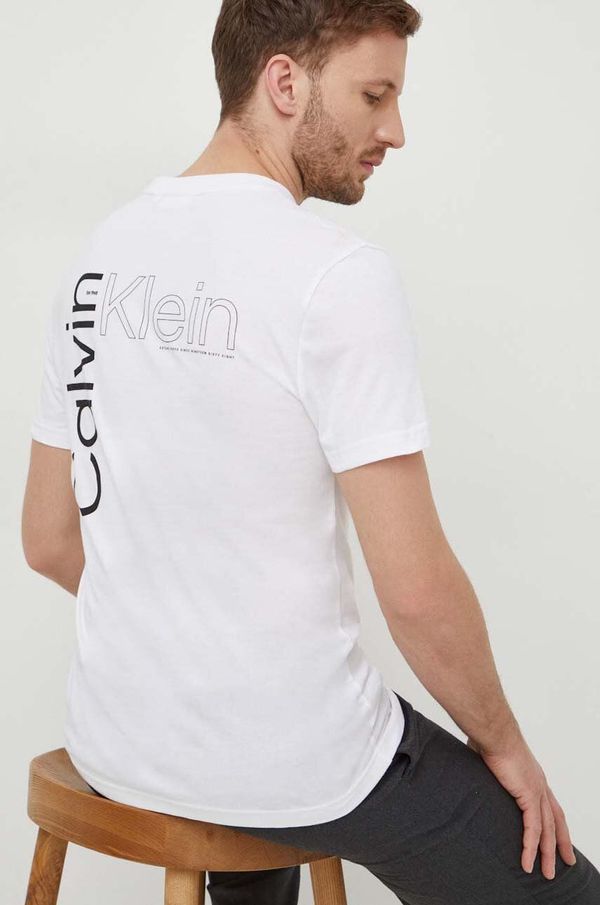 Calvin Klein Bombažna kratka majica Calvin Klein moški, bela barva
