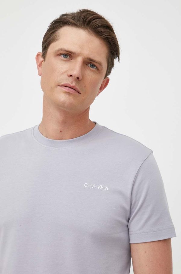 Calvin Klein Bombažna kratka majica Calvin Klein siva barva