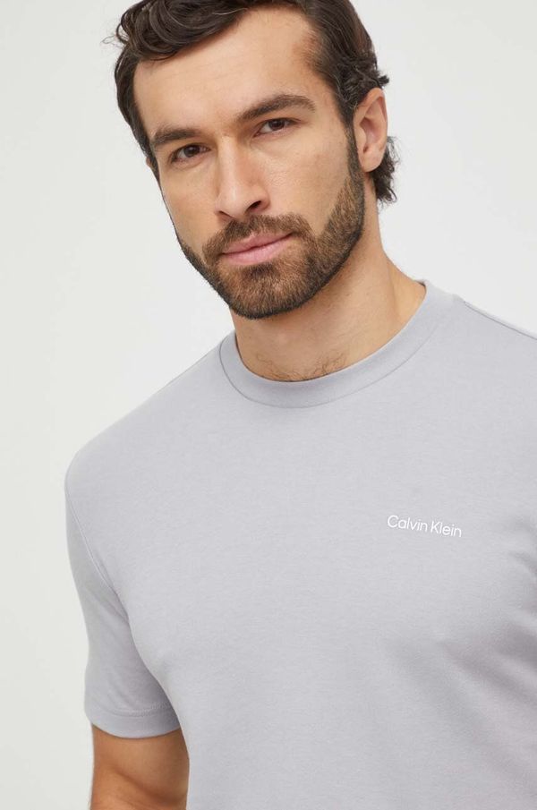 Calvin Klein Bombažna kratka majica Calvin Klein siva barva