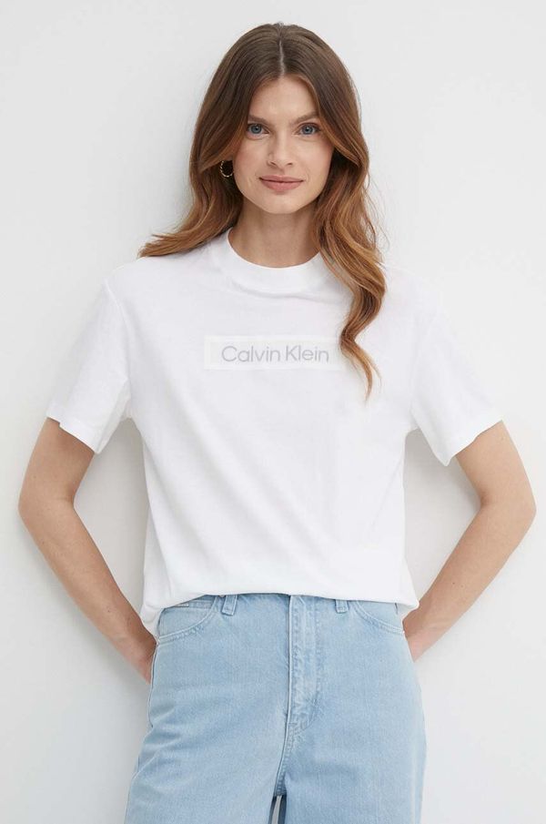 Calvin Klein Bombažna kratka majica Calvin Klein ženska, bela barva, K20K206638