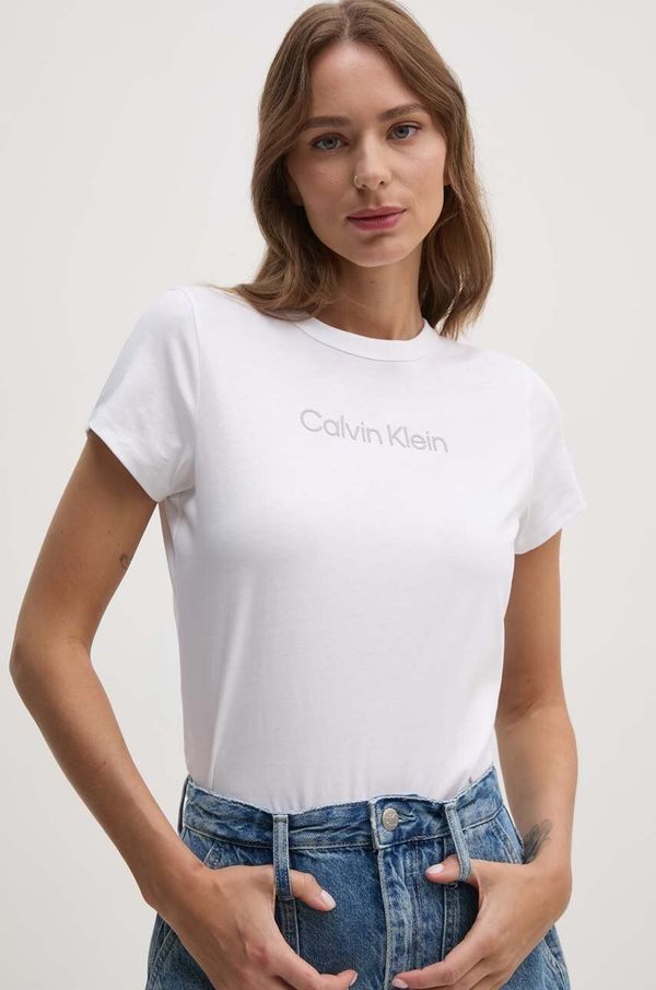 Calvin Klein Bombažna kratka majica Calvin Klein ženska, bela barva, K20K207004