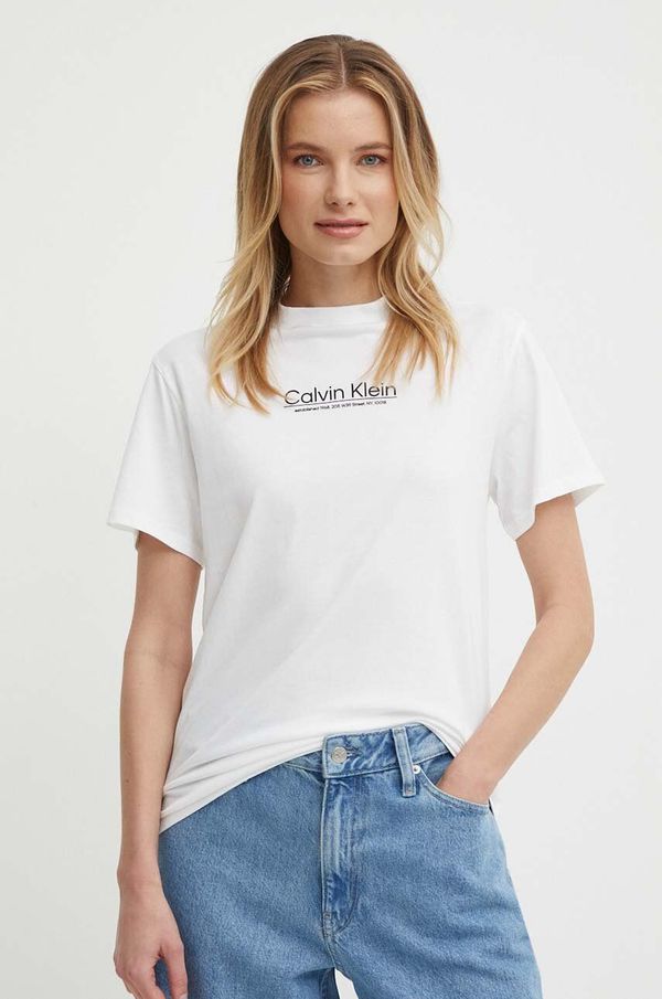 Calvin Klein Bombažna kratka majica Calvin Klein ženska, bela barva, K20K207005