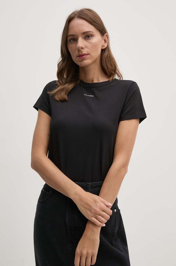 Calvin Klein Bombažna kratka majica Calvin Klein ženska, črna barva, K20K207212