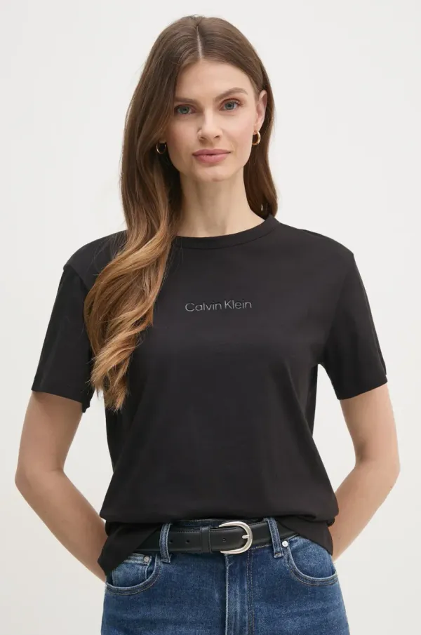 Calvin Klein Bombažna kratka majica Calvin Klein ženska, črna barva, K20K208294