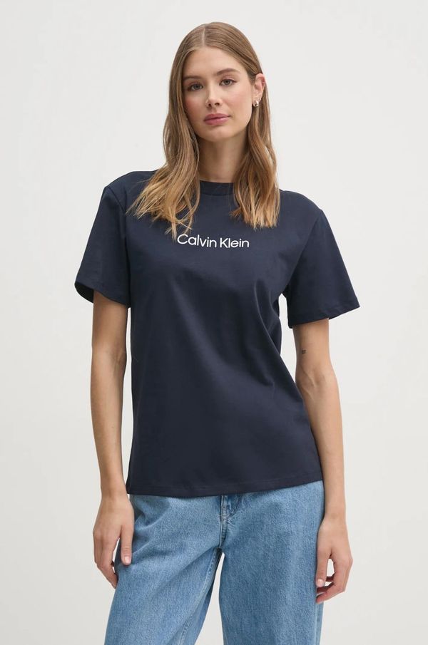 Calvin Klein Bombažna kratka majica Calvin Klein ženska, mornarsko modra barva, K20K205448