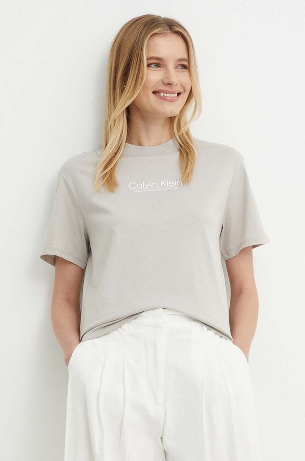 Calvin Klein Bombažna kratka majica Calvin Klein ženska, siva barva, K20K207005