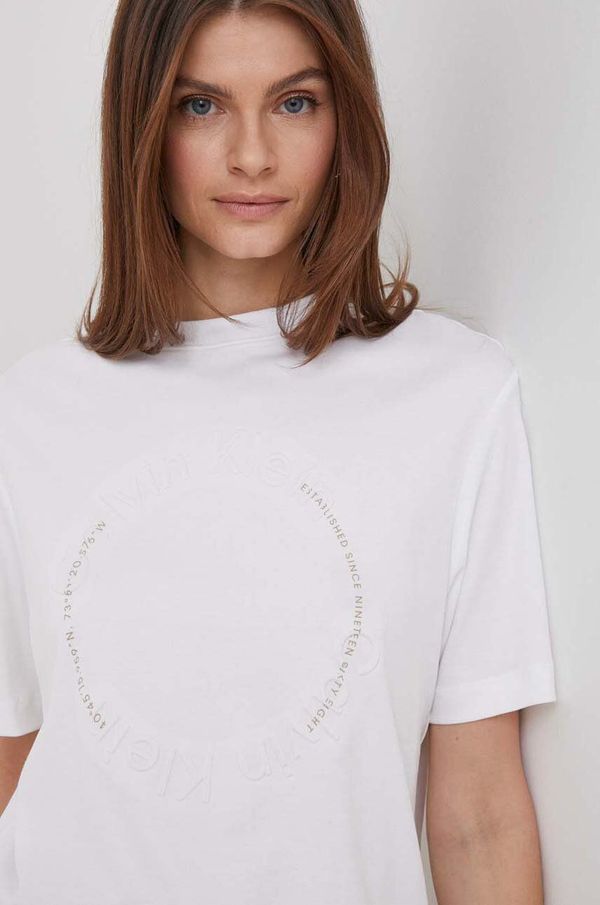 Calvin Klein Bombažna kratka majica Calvin Klein ženski, bela barva