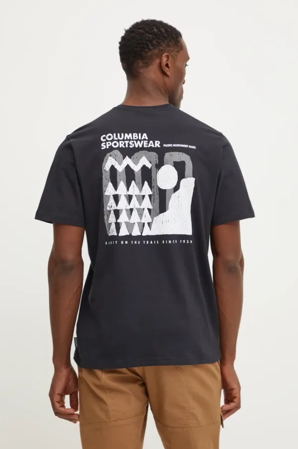 Columbia Bombažna kratka majica Columbia Explorers Canyon moška, črna barva, 2036451.