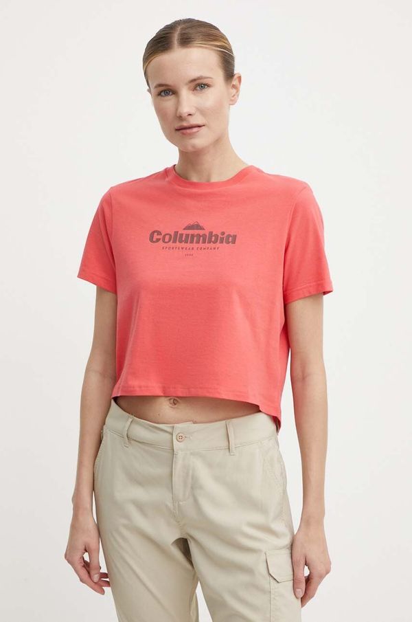 Columbia Bombažna kratka majica Columbia ženski, rdeča barva
