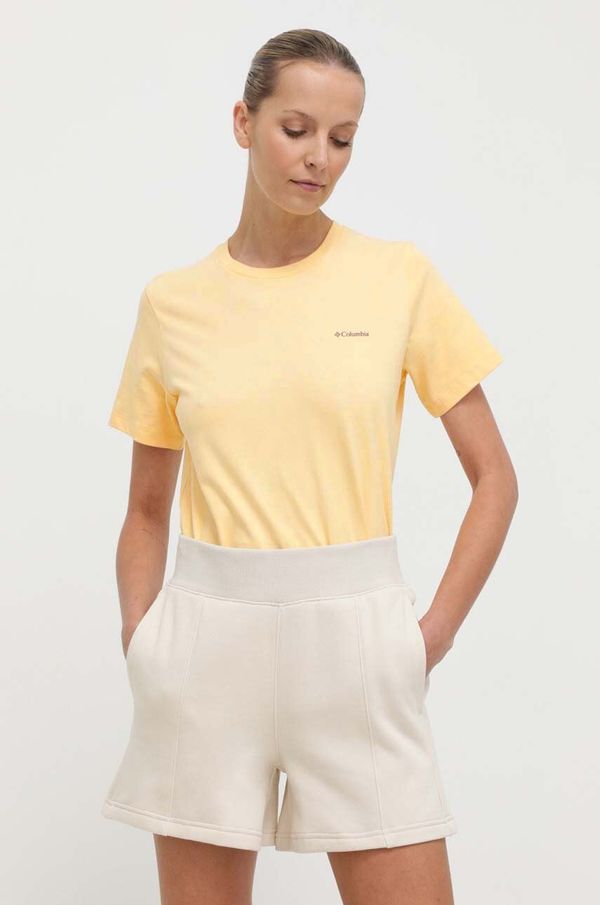 Columbia Bombažna kratka majica Columbia ženski, rumena barva