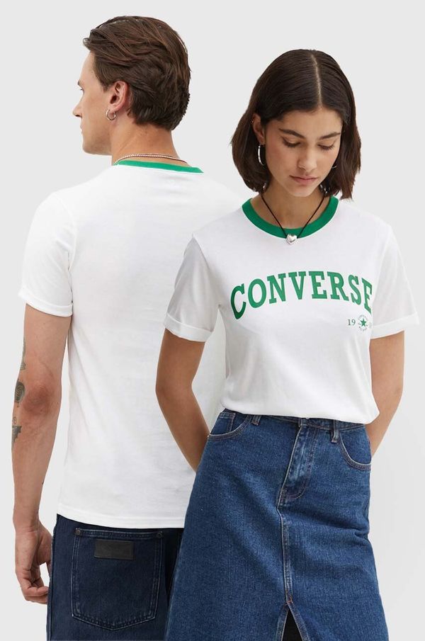 Converse Bombažna kratka majica Converse bež barva, 10026365-A01