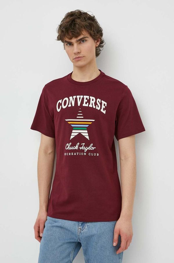 Converse Bombažna kratka majica Converse bordo barva