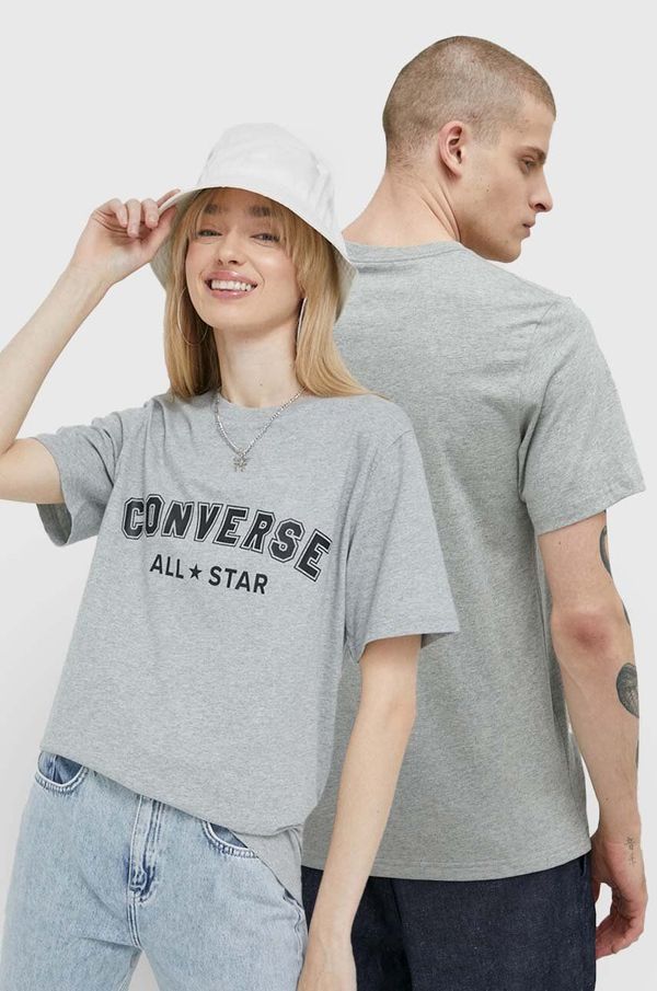 Converse Bombažna kratka majica Converse siva barva