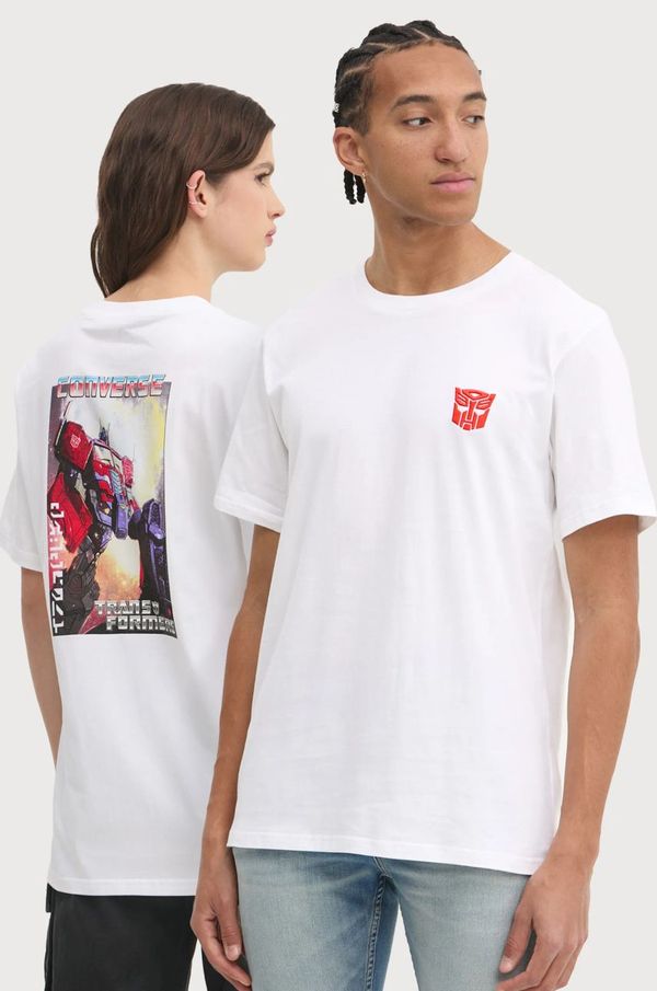 Converse Bombažna kratka majica Converse x Transformers bež barva, 10027823-A01