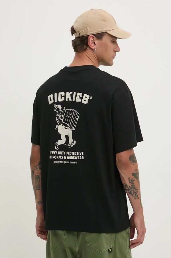 Dickies Bombažna kratka majica Dickies BUILDER moška, črna barva, DK0A85SY