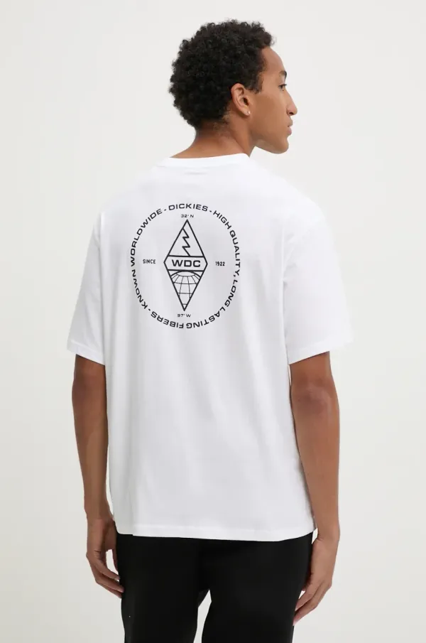 Dickies Bombažna kratka majica Dickies INDUSTRIAL moška, bela barva, DK0A863B